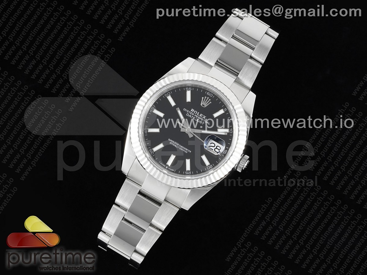 WF공장 롤렉스 데이저스트 41MM 블랙바인덱스 오이스터 플루티드 VR3235 / DateJust 41 126334 WF 11 Best Edition 904L Steel Black Stick Dial on Oyster Bracelet VR3235