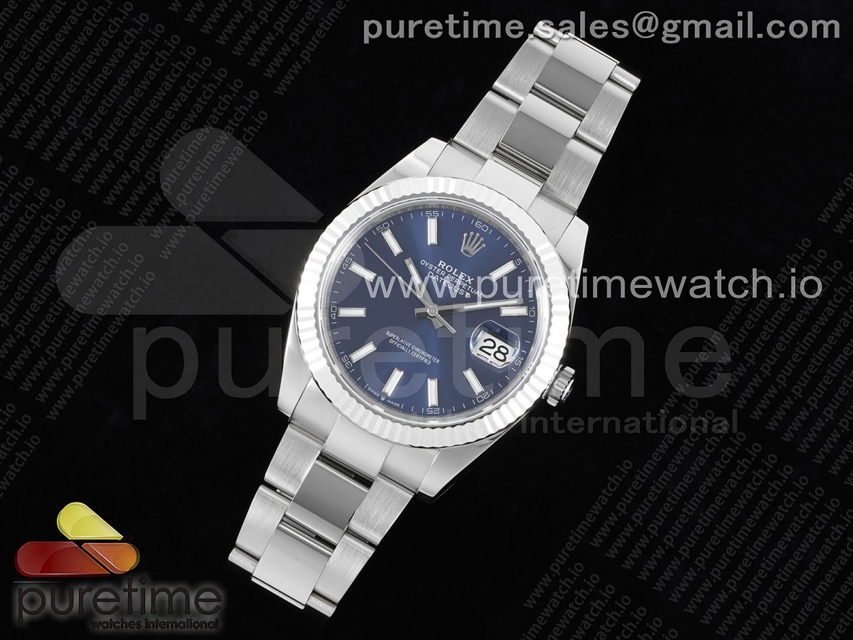 WF공장 롤렉스 데이저스트 41MM 블랙바인덱스 오이스터 플루티드 VR3235 /DateJust 41 126334 WF 11 Best Edition 904L Steel Blue Stick Dial on Oyster Bracelet VR3235