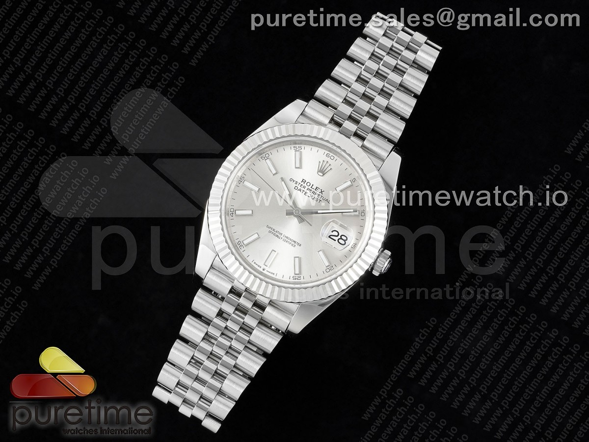 WF공장 롤렉스 데이저스트 41MM 실버바인덱스 쥬빌레 플루티드 VR3235 / DateJust 41 126334 WF 11 Best Edition 904L Steel Silver Stick Dial on Jubilee Bracelet VR3235