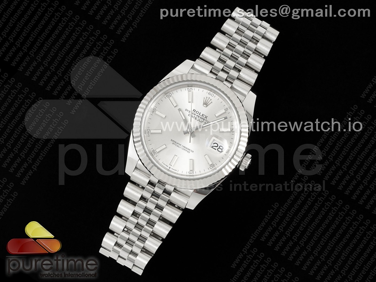 클린공장 로렉스 데이저스트 41mm 실버 바인덱스 쥬빌레 DateJust 41 126334 Clean 11 Best Edition 904L Steel Silver Stick Dial on Jubilee Bracelet VR3235