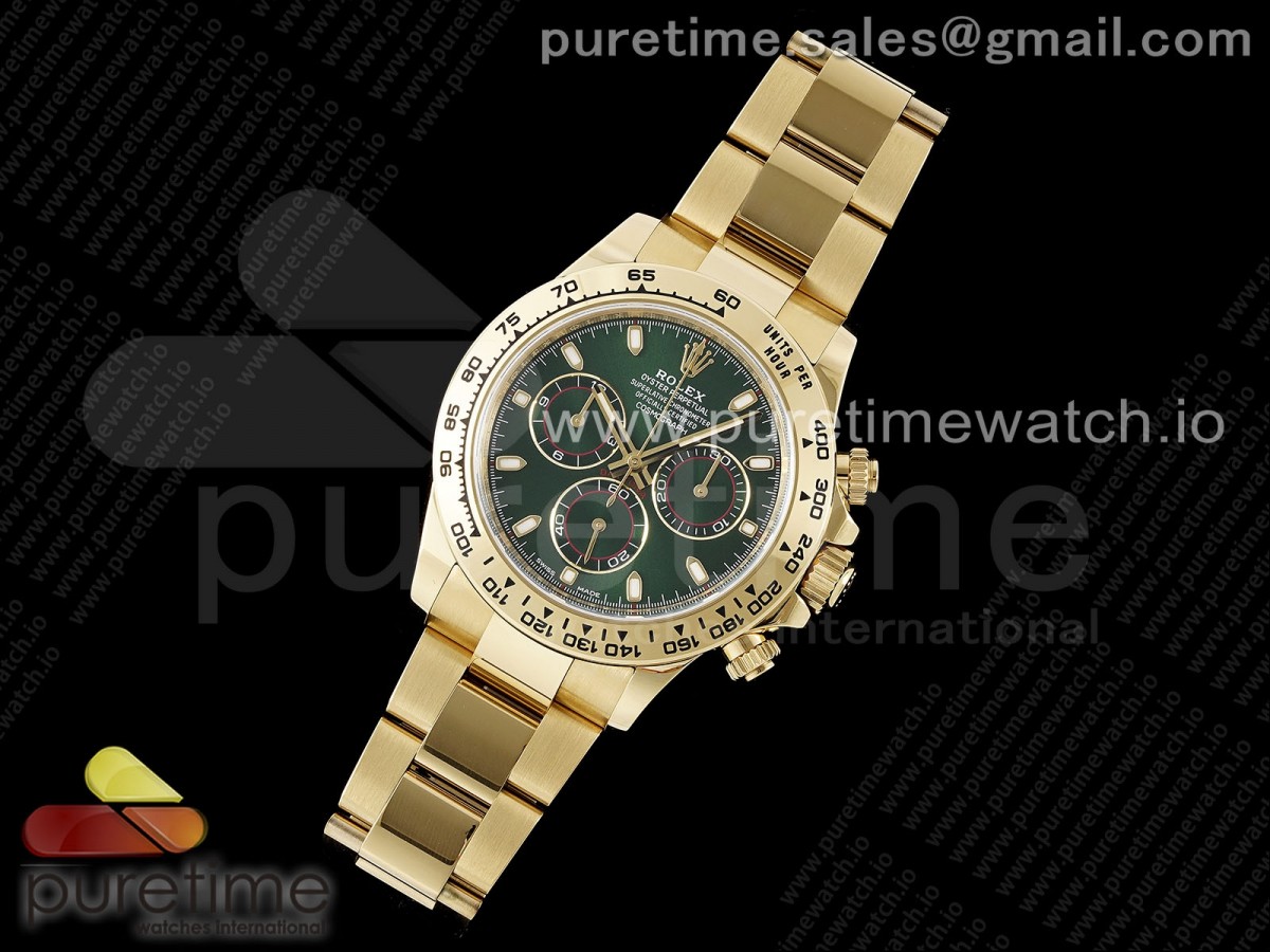 클린공장 롤렉스 데이토나 옐로우골드금통 그린 다이얼 헐크 Daytona 116508 Clean 11 Best Edition Green Dial on YG Bracelet SA4130 V2