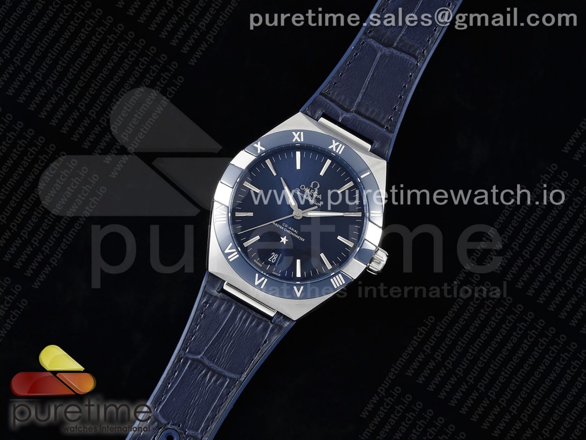 SB공장(VS공장)오메가 컨스텔레이션 가죽스트랩 블루/Constellation Blue Ceramic SS SBF 11 Best Edition Blue Dial on Blue Gummy Strap A8900 Super Clone