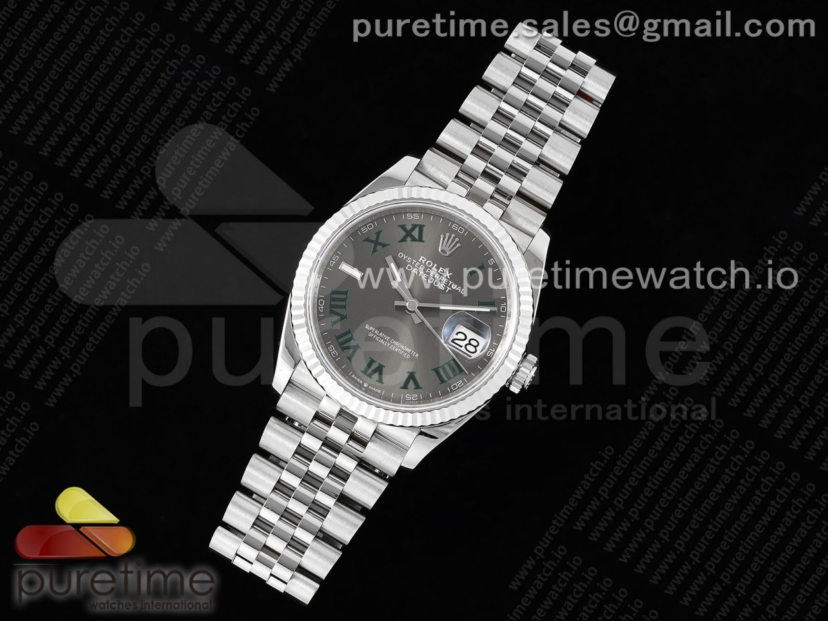 VS공장 롤렉스 데이저스트 36MM 윔블던 로만인덱스 쥬빌레 플루티드 3235/DateJust 36 SS 116234 VSF 11 Best Edition 904L Steel Gray Green Roman Dial on Jubilee Bracelet VS3235