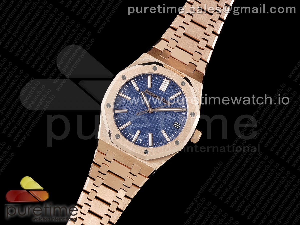 APS공장 오데마피게 로얄오크 15510 50주년Royal Oak 41mm 15510 50th Anniversary RG APSF 11 Best Edition Blue Dial on RG Bracelet SA4302 Super Clone