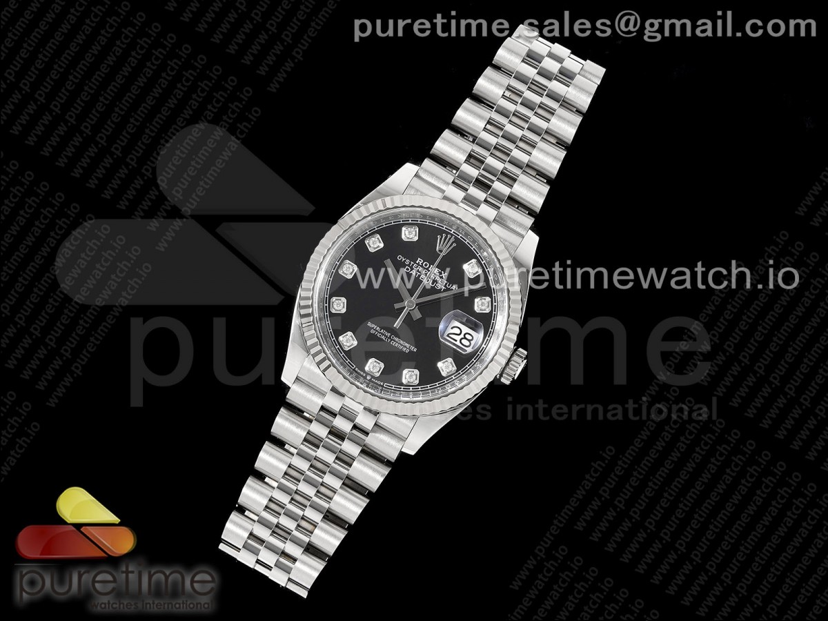 클린공장 데이저스트36mm 126234 블랙10p 텐포 플루티드 쥬빌레 DateJust 36 126234 Clean 11 Best Edition 904L Steel Black Diamonds Dial on Jubilee Bracelet VR3235