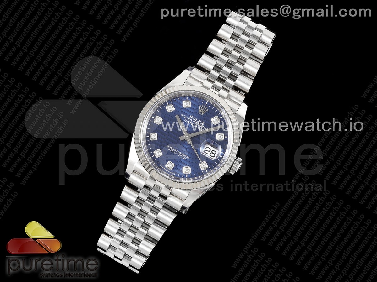 클린공장 데이저스트36mm 텍스쳐다이얼 블루 DateJust 36 126234 Clean 11 Best Edition 904L Steel Blue Textured Diamonds Dial on Jubilee Bracelet VR3235