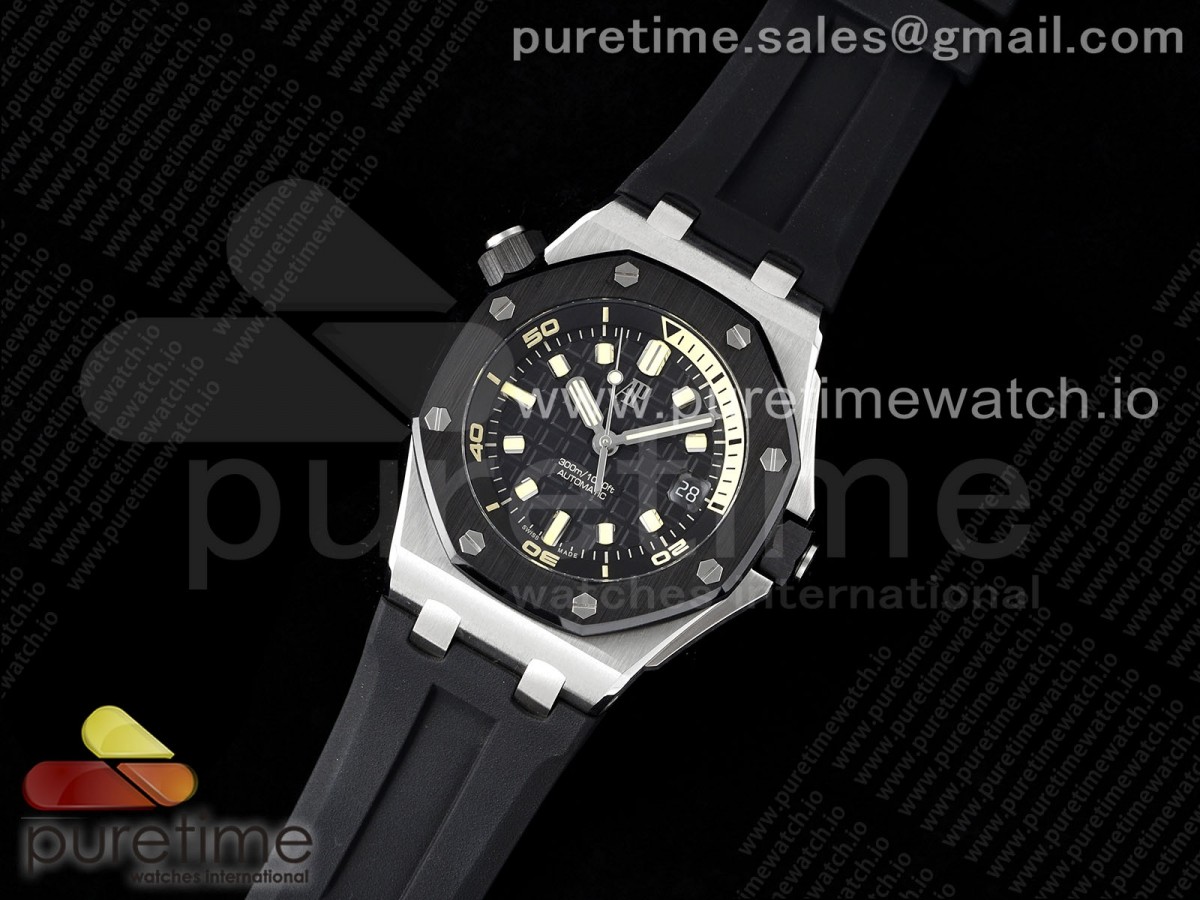 APS공장 오데마피게 로얄오크 오프쇼어 다이버 15720 블랙 Royal Oak Offshore Diver 15720 SS APSF 11 Best Edition Black Dial Ceramic Bezel on Black Rubber Strap A4308 Super Clone