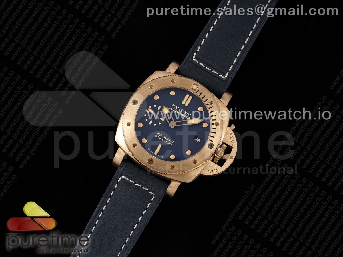 VS공장 파네라이 PAM1074 브론즈 블루다이얼 W Bronzo VSF 11 Best Edition Blue Dial on Blue Calfskin Strap P.900 Clone