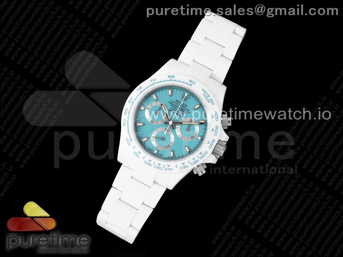 눕공장 데이토나 AET에디션 블루 화이트세라믹 Daytona AET White Ceramic Case and Bracelet Tiffany Blue Dial Noob Best Edition SA4130