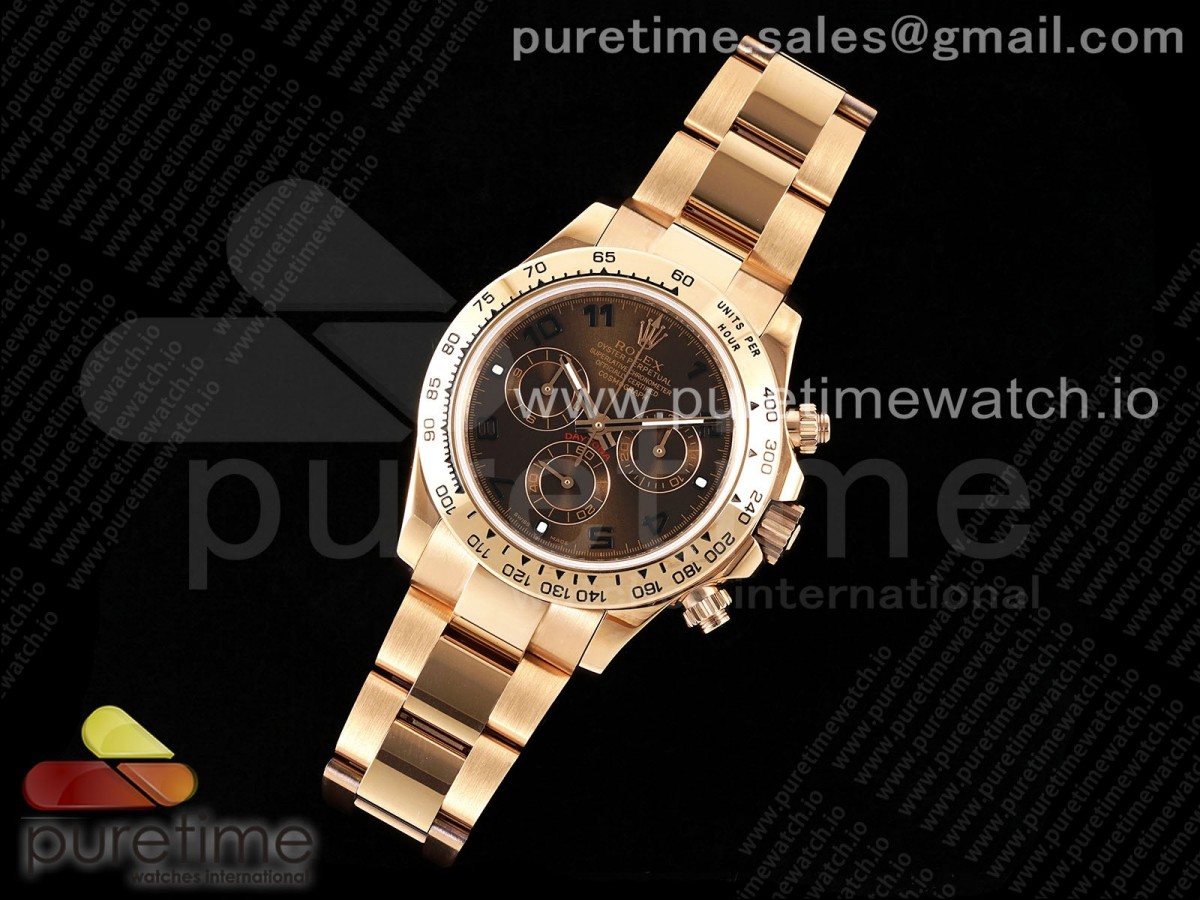 OM공장 롤렉스 데이토나 로즈골드 초코 넘버 다이얼  Daytona 116505 RG OMF Best Edition Chocolate Dial on RG Bracelet A7750 (Slim Movement)