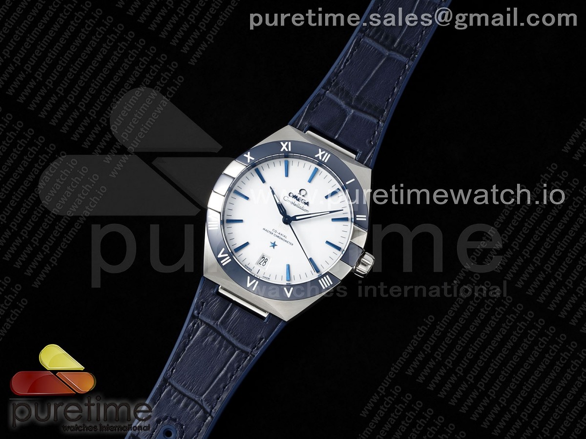 VS공장 오메가 컨스텔레이션 블루세라믹Constellation Blue Ceramic SS VSF 11 Best Edition White Dial on Blue Gummy Strap A8900 Super Clone