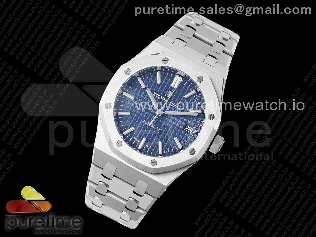 ZF공장 15450최신 Royal Oak 37mm 15450 SS ZF 11 Best Edition Blue Textured Dial on SS Bracelet SA3120 Super Clone