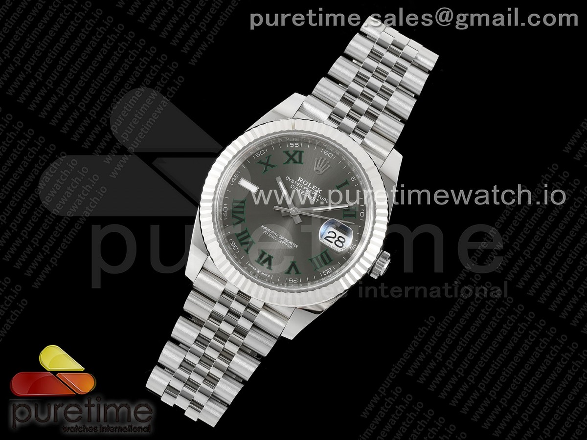 C플러스공장 롤렉스 데이저스트 41미리 DateJust 41 126334 C+F 11 Best Edition 904L Steel Gray Dial Green Roman on SS Jubilee Bracelet VR3235