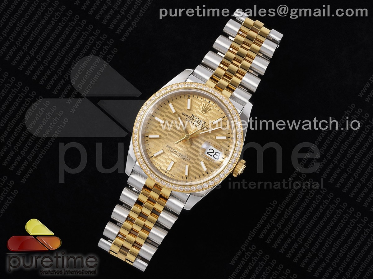 VS공장 롤렉스 데이저스트 36미리 DateJust 36 SS 126283rbr VSF 11 Best Edition 904L Steel YG Textured Dial on Jubilee Bracelet VS3235