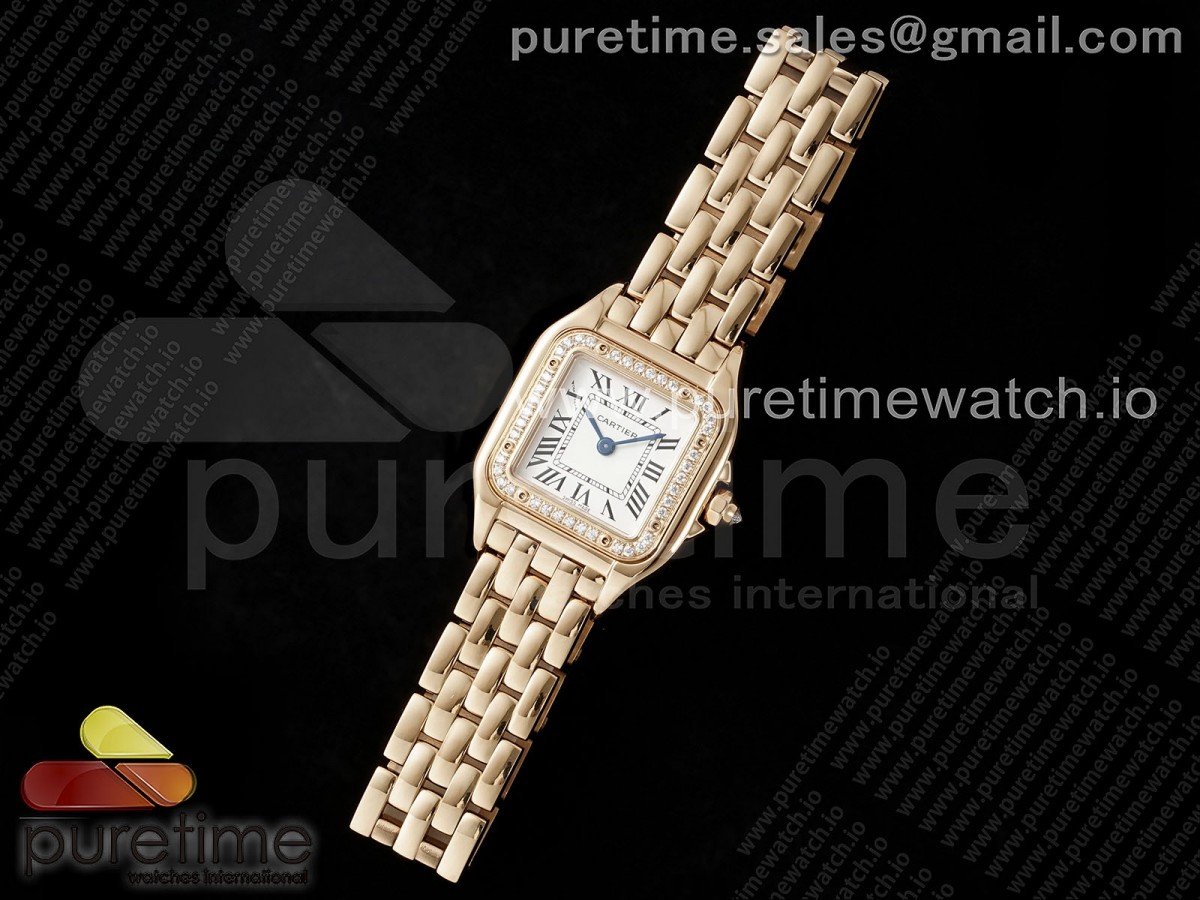 AF공장 까르띠에 팬더 22미리 Panthère Ladies 22mm RG AF 11 Best Edition White Dial Diamonds Bezel on RG Bracelet Ronda Quartz