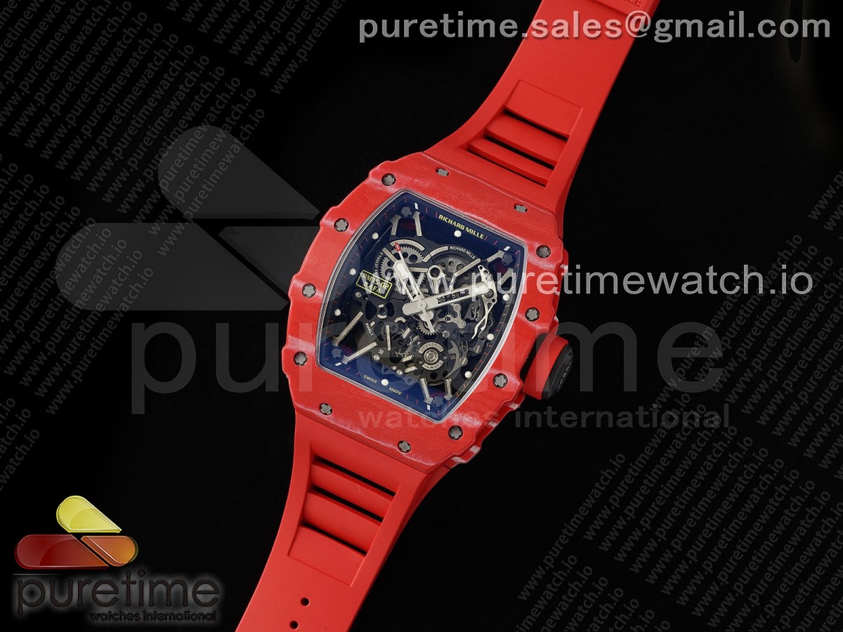 ZF공장 V6 리차드밀 RM035 카본 RM035-02 Red NTPT ZF 11 Best Edition Skeleton Dial on Red Rubber Strap RMAL1 Super Clone V6