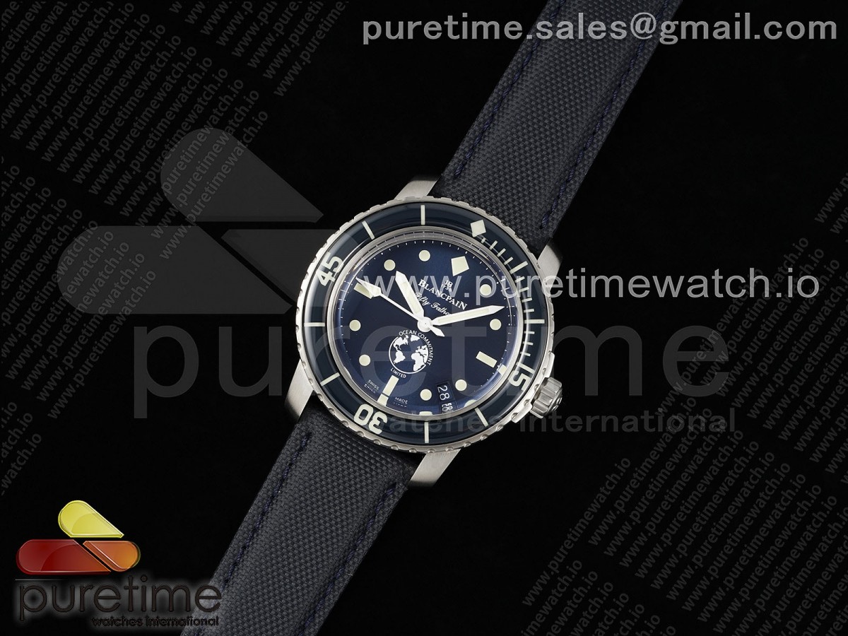 ZF공장 블랑팡 피프티패덤즈 Fifty Fathoms Ocean Commitment III ZF 11 Best Edition on Sail-canvas Strap A1151