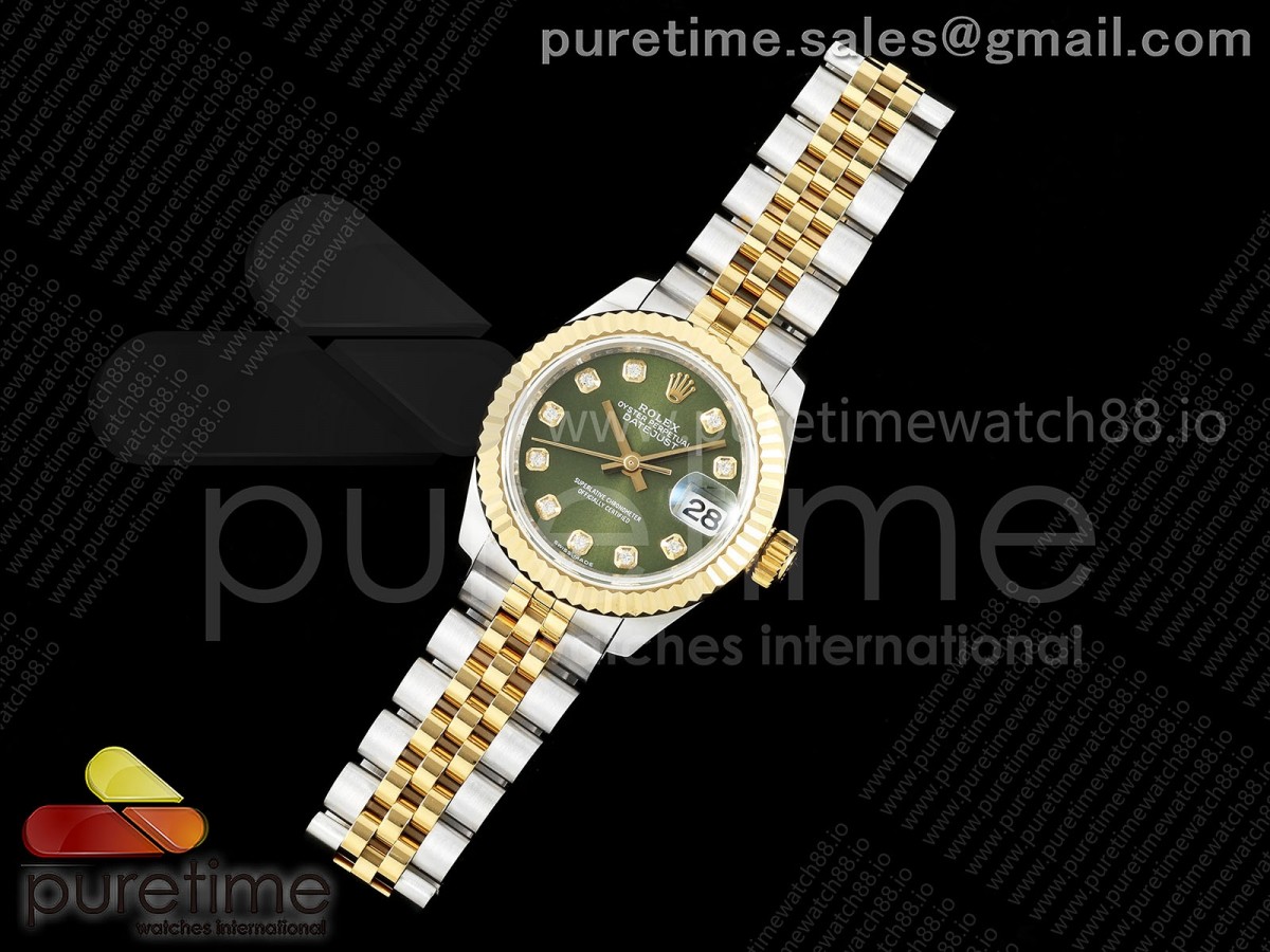 JD공장 롤렉스 데이저스트 28미리 여성용 DATEJUST 28 SSYG JDF 11 BEST EDITION GREEN DIAMONDS DIAL ON SSYG PRESIDENT BRACELET A2671