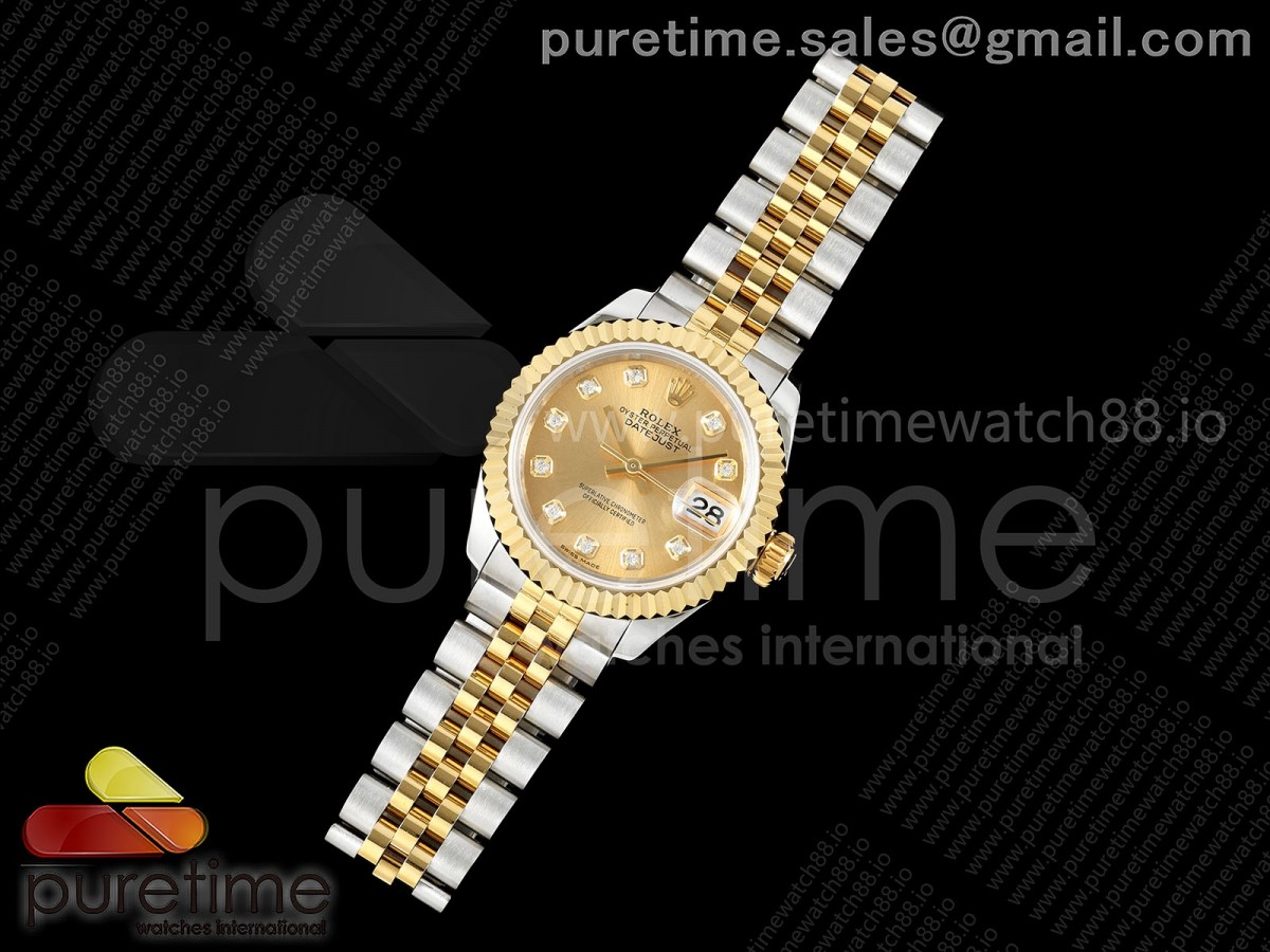 JD공장 롤렉스 데이저스트 28미리 여성용 DATEJUST 28 SSYG JDF 11 BEST EDITION YG DIAMONDS DIAL ON SSYG PRESIDENT BRACELET A2671