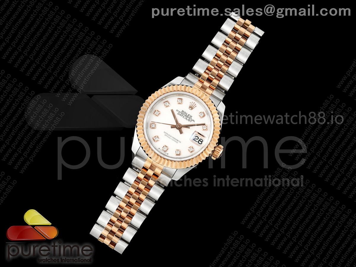 JD공장 롤렉스 데이저스트 28미리 여성용DATEJUST 28 SSRG JDF 11 BEST EDITION WHITE MOP DIAL ON SSRG PRESIDENT BRACELET A2671