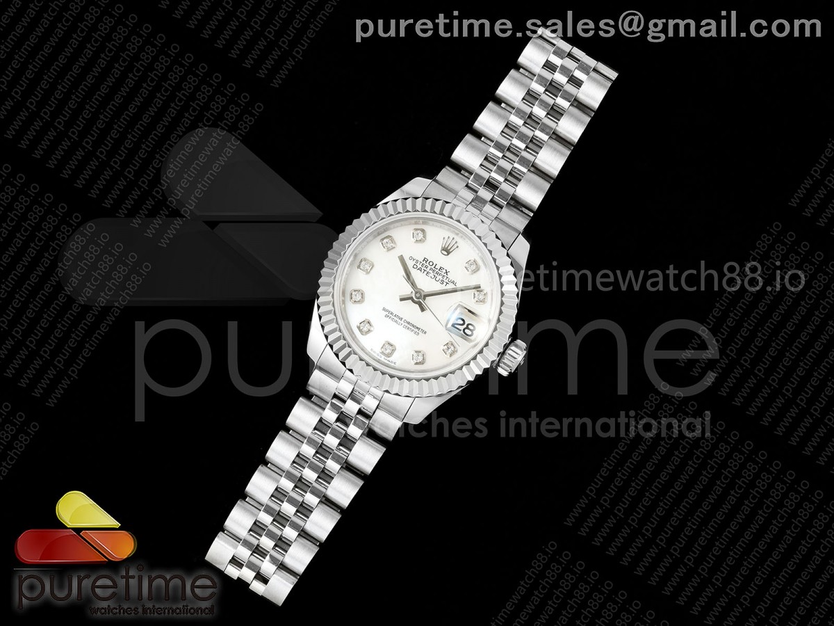 JD공장 롤렉스 데이저스트 28미리 여성용DATEJUST 28 SS JDF 11 BEST EDITION WHITE MOP DIAL ON SS PRESIDENT BRACELET A2671