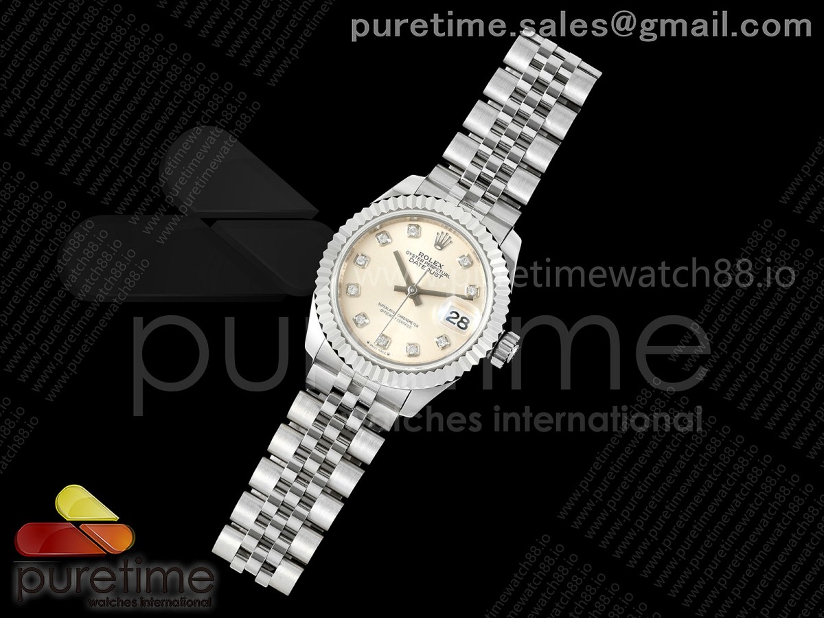 JD공장 롤렉스 데이저스트 28미리 여성용DATEJUST 28 SS JDF 11 BEST EDITION SILVER DIAMONDS DIAL ON SS PRESIDENT BRACELET A2671