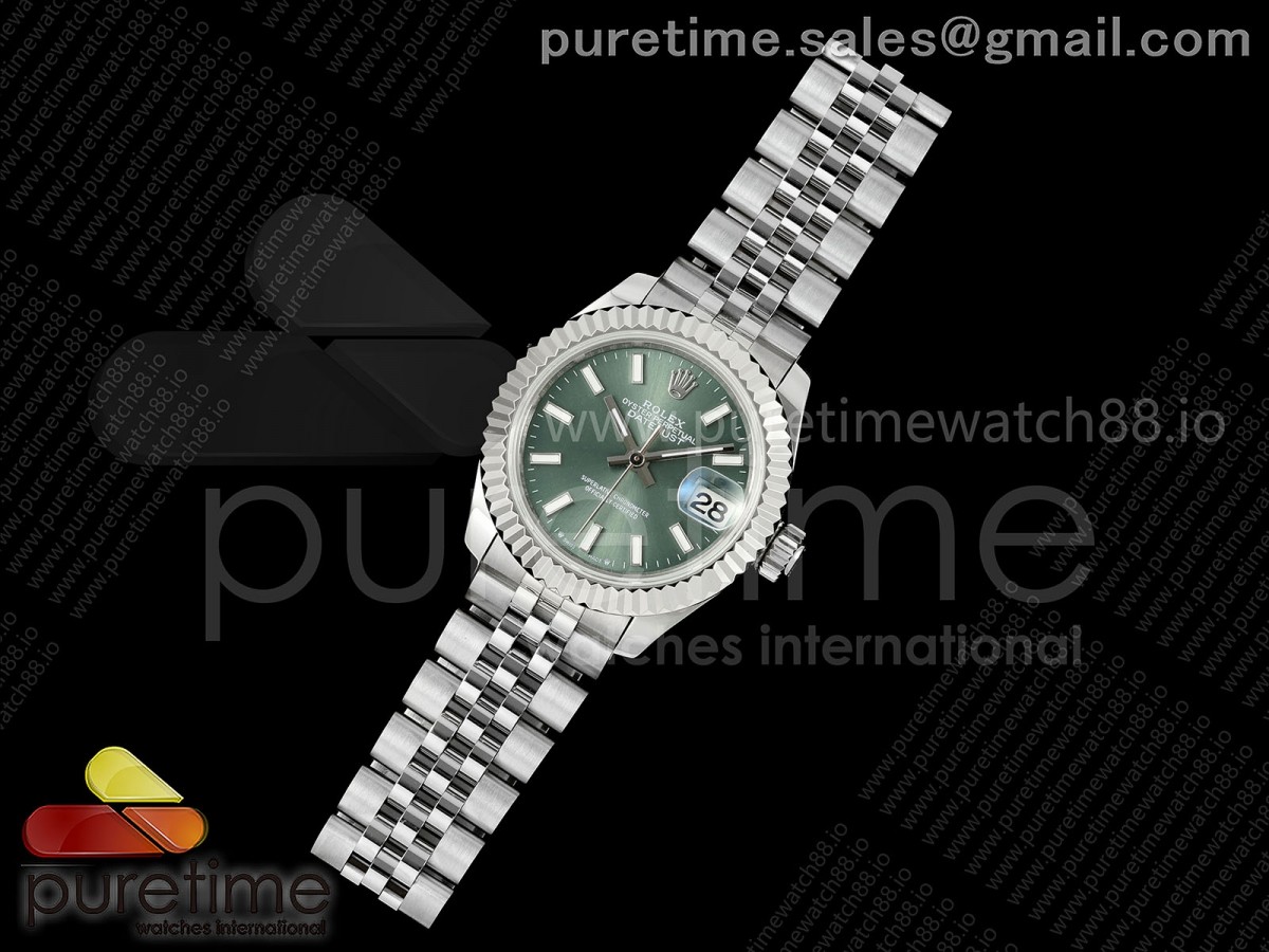 JD공장 롤렉스 데이저스트 28미리 여성용DATEJUST 28 SS JDF 11 BEST EDITION GREEN STICK DIAL ON SS PRESIDENT BRACELET A2671