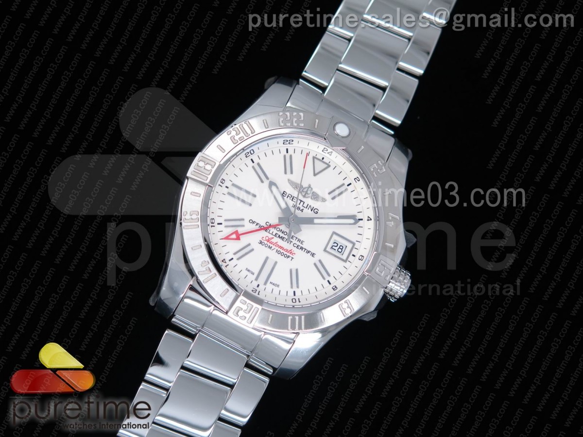 GF공장 브라이틀링 어벤져 화이트다이얼 / 브슬 Avenger GMT SS GF 1:1 Best Edition White Dial on SS Bracelet A2836