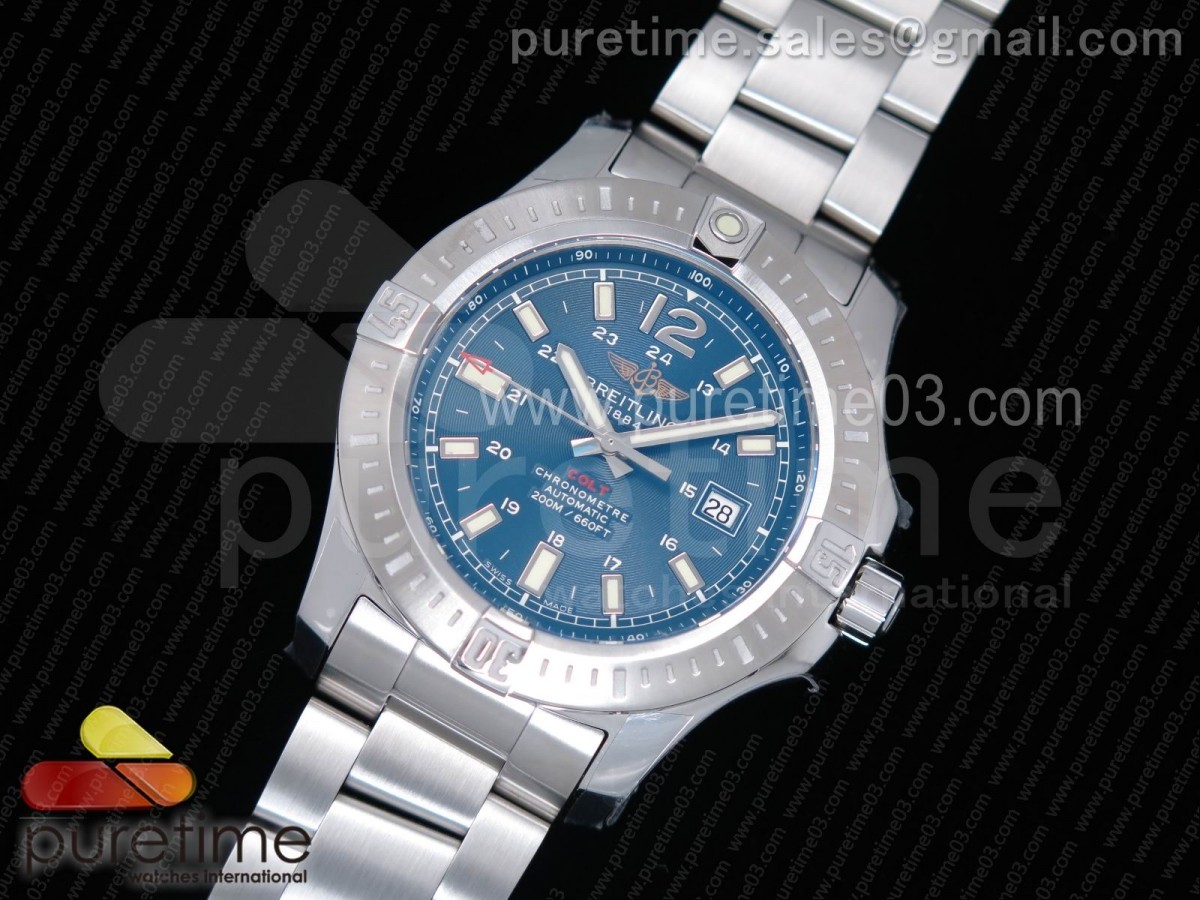 GF공장 브라이틀링 콜트 오토매틱 44MM 블루 다이얼 / 브슬 Colt Automatic 44mm SS GF 1:1 Best Edition Blue Textured Dial on SS Bracelet A2824