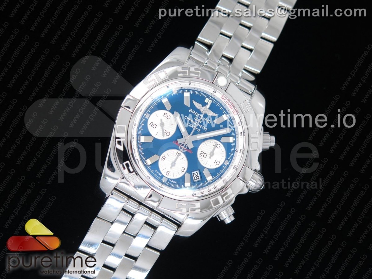 GF공장 브라이틀링 크로노멧 44 블루다이얼 / 브슬 Chronomat B01 44 SS GF 1:1 Best Edition Blue Dial on SS Bracelet A7750